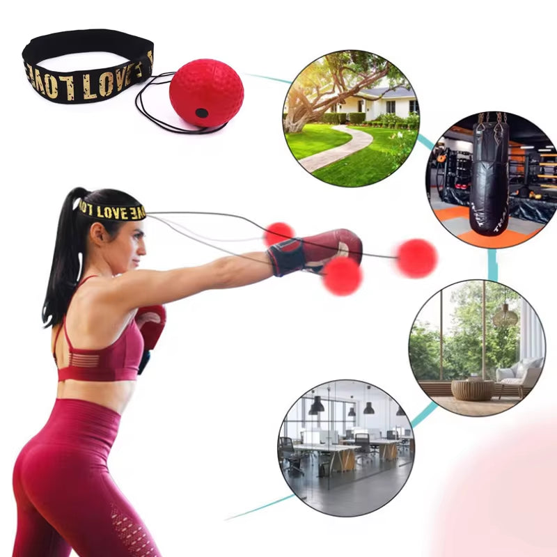 Head-Mounted PU Speed Ball for Boxing and MMA Training - Hand-Eye Coordination Reaction Fitness Equipment